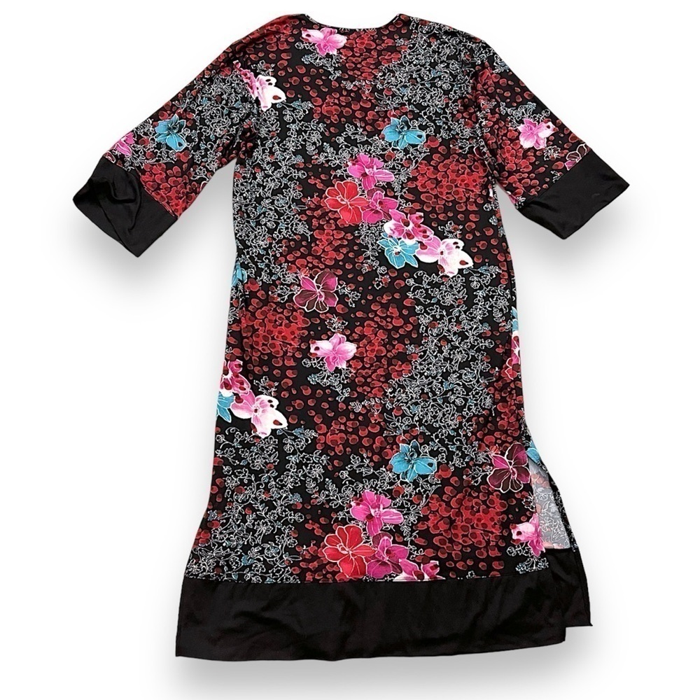 Natori Mizuki midi kaftan dress, floral print, kimono sleeves, Vneckline, size M - Picture 3 of 7
